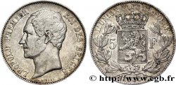 BELGIQUE 5 Francs Léopold Ier tête nue tranche A 1865