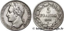 BELGIQUE 5 Francs Léopold Ier tête laurée 1849