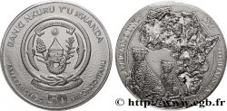 RWANDA 50 Francs (1 once) emblème / léopards et carte de l’Afrique 2013 