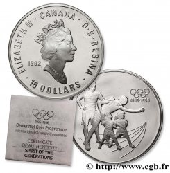 CANADA 15 Dollars BE Elisabeth II Jo “L’esprit des générations” 1992 