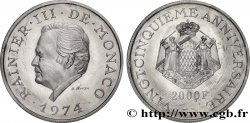 MONACO 2000 Francs proof Platine 25e anniversaire de règne de Rainier III 1974 Paris