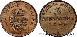 ALEMANIA - PRUSIA 3 Pfenninge Royaume de Prusse écu à l’aigle 1855 Berlin