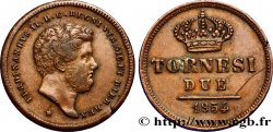 ITALIA - REINO DE LAS DOS SICILIAS 2 Tornesi Ferdinand II, roi de Naples et Sicile 1854 Naples