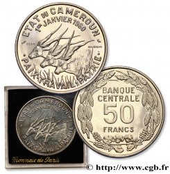 CAMERúN Essai de 50 Francs Etat du Cameroun, commémoration de l’indépendance, antilopes 1960 Paris