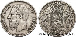 BELGIUM 5 Francs Léopold II tranche position A 1873 