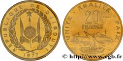 DJIBOUTI Essai de 20 Francs voilier traditionnel et paquebot 1977 Paris