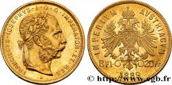 AUTRICHE 8 florins ou 20 francs François-Joseph Ier 1889 Vienne