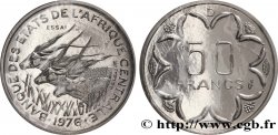 STATI DI L  AFRICA CENTRALE Essai de 50 Francs antilopes lettre ‘D’ Gabon 1976 Paris