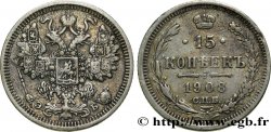 RUSSIE 15 Kopecks aigle bicéphale 1908 Saint-Petersbourg