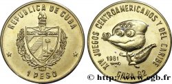 KUBA 1 Peso armes / XIVe jeux Centramérique et Caraïbe La Havane ‘82 : mascotte 1981