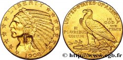 ÉTATS-UNIS D AMÉRIQUE 5 Dollars or  Indian Head  1908 Philadelphie