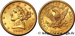 ÉTATS-UNIS D AMÉRIQUE 5 Dollars  Liberty  1901 Philadelphie