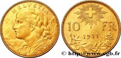 SUISSE 10 Francs or  Vreneli  1911 Berne