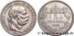 UNGHERIA 5 Corona François-Joseph d’Autriche-Hongrie / couronne de St Stéphane supportée par deux anges 1908 Kremnitz