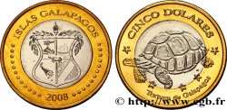 ÎLES GALAPAGOS 5 Dolares emblème / tortue géante des Galapagos 2008 