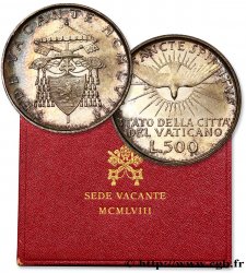 VATICAN AND PAPAL STATES 500 Lire Sede Vacante Colombe et armes du cardinal Benedetto Aloisi Masella 1958 Rome - R