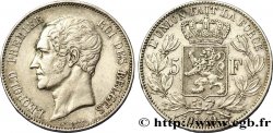 BÉLGICA 5 Francs Léopold Ier tête nue 1849 