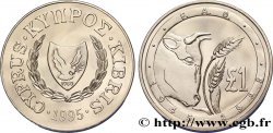 CHIPRE 1 Pound 50e anniversaire de la FAO : emblème / bovin et épis 1995 