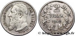 BÉLGICA 2 Francs (Frank) Léopold II légende flamande 1909 