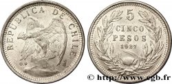 CHILI 5 Pesos condor variété au “5” large 1927 Santiago