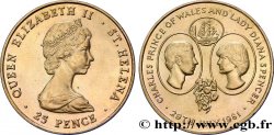 SAINTE HÉLÈNE 25 Pence mariage du Prince de Galles et de Lady Diana Spencer 1981