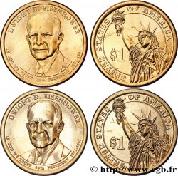 ÉTATS-UNIS D AMÉRIQUE Lot de deux monnaies 1 Dollar Dwight D. Eisenhower 2015 Philadelphie + Denver