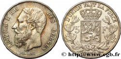 BELGIEN 5 Francs Léopold II 1871 