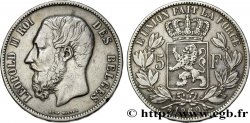 BELGIQUE 5 Francs Léopold II 1869 