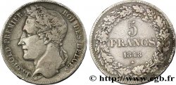 BELGIQUE 5 Francs Léopold Ier tête laurée 1848