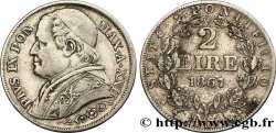 VATIKANSTAAT UND KIRCHENSTAAT 2 Lire Pie IX an XXII 1867 Rome