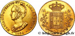 PORTUGAL -MARIE II  Peça ou pièce de 6400 Reis 1834 Lisbonne MBC+