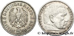 GERMANY 5 Reichsmark Maréchal Paul von Hindenburg 1936 Muldenhütten - E