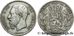 BELGIEN 5 Francs Léopold II 1870 
