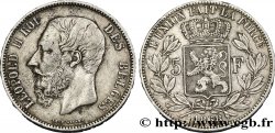 BELGIQUE 5 Francs Léopold II  1868  TB+