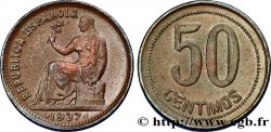 ESPAGNE 50 Centimos monnayage républicain 1937 Madrid