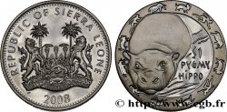 SIERRA LEONE 1 Dollar Proof Animaux nocturnes : hippopotame nain 2008 