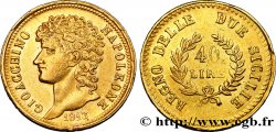 ITALIA - REINO DE NÁPOLES - JOAQUÍM MURAT 40 Lire or, rameaux longs 1813 Naples MBC