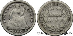 ÉTATS-UNIS D AMÉRIQUE 1/2 Dime Liberté assise variété avec date encadrée par des flèches 1854 Philadelphie
