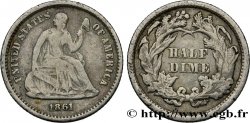 ÉTATS-UNIS D AMÉRIQUE 1/2 Dime Liberté assise 1861 Philadelphie