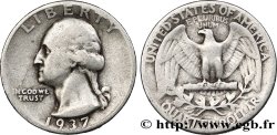 ÉTATS-UNIS D AMÉRIQUE 1/4 Dollar Georges Washington 1937 Philadelphie