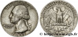 ÉTATS-UNIS D AMÉRIQUE 1/4 Dollar Georges Washington 1951 Denver - D