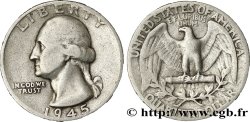 ÉTATS-UNIS D AMÉRIQUE 1/4 Dollar Georges Washington 1945 Philadelphie