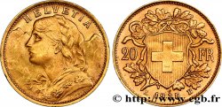 SUISSE 20 Francs or Vreneli 1935 Berne