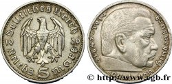 ALLEMAGNE 5 Reichsmark Maréchal Paul von Hindenburg 1936 Hambourg - J