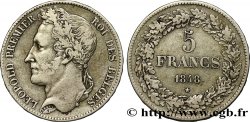 BELGIQUE 5 Francs Léopold Ier tête laurée 1848 