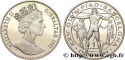 GIBRALTAR 1 Crown 25e Jeux Olympique de Barcelone : Elisabeth II / lanceurs de javelot 1991 