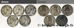 BELGIUM Lot de 5 monnaies de 5 Francs Léopold II 1867-1876 
