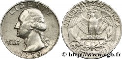 ÉTATS-UNIS D AMÉRIQUE 1/4 Dollar Georges Washington 1954 Denver - D