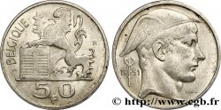 BELGIQUE 50 Francs lion posé sur les tables de la loi / Mercure légende française 1951