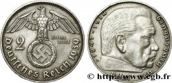 GERMANIA 2 Reichsmark aigle surmontant une swastika / Maréchal Paul von Hindenburg 1939 Munich